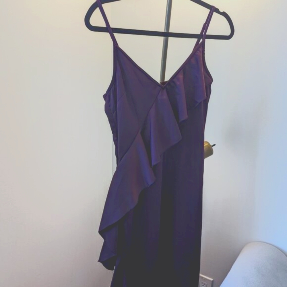 Purple silky midi dress